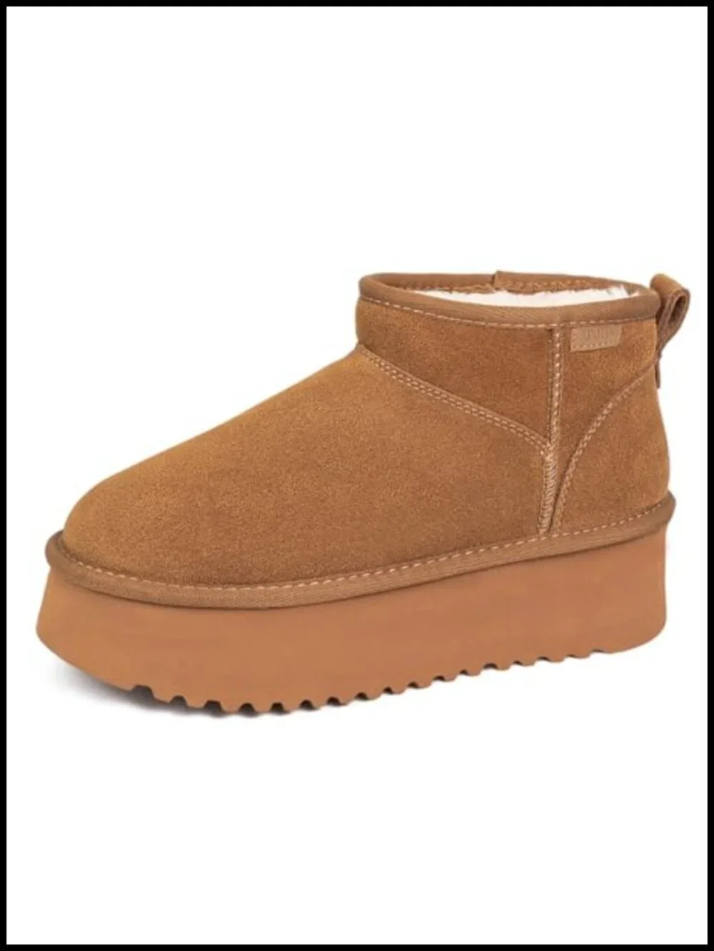 Genuine Suede Platform Ankle Snow Boots with Wool Insole
